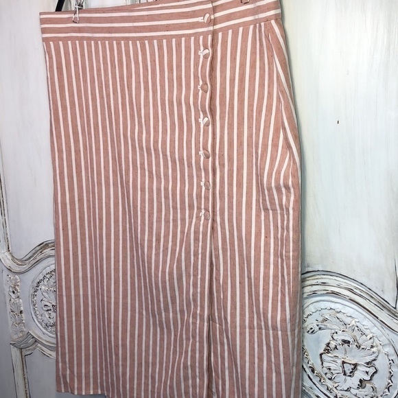 Leith Linen Blend True Wrap Covered Button Down MIDI Skirt Size 1X NWOT - Picture 3 of 10